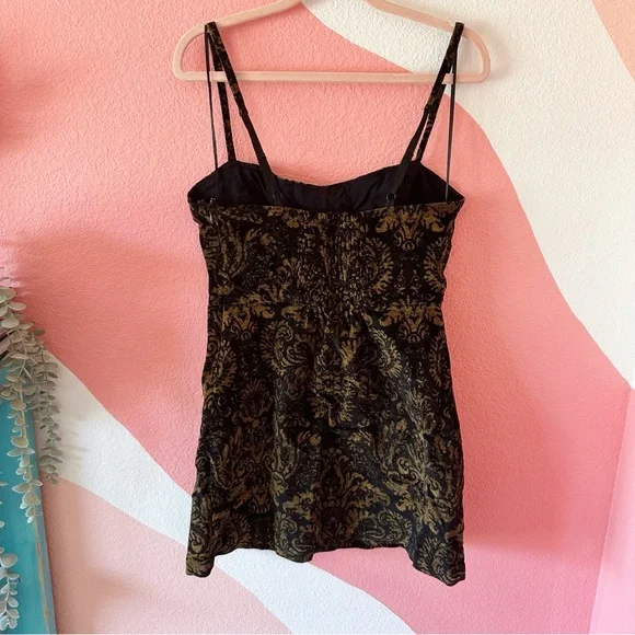 Urban Outfitters After All Corduroy Bustier Dress Black and Gold Medium - Picture 2 of 6